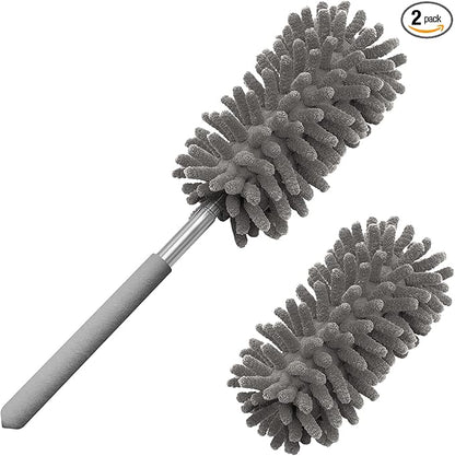 Microfiber Duster for Cleaning, Tukuos Hand Washable Dusters with 2pcs Replaceable Microfiber Head, Extendable Pole, Detachable Cleaning Brush Tool for Office, Car, Window, Furniture, Ceiling Fan