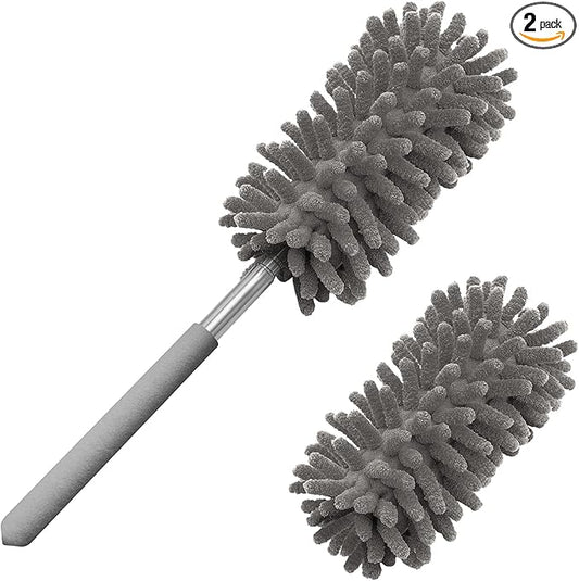 Microfiber Duster for Cleaning, Tukuos Hand Washable Dusters with 2pcs Replaceable Microfiber Head, Extendable Pole, Detachable Cleaning Brush Tool for Office, Car, Window, Furniture, Ceiling Fan
