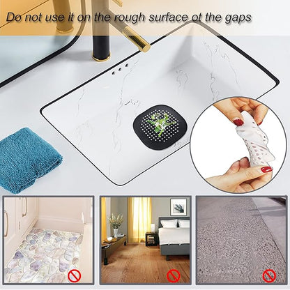 Hair Drain Catcher,Square Drain Cover for Shower Silicone Hair Stopper with Suction Cup,Easy to Install Suit for Bathroom,Bathtub,Kitchen 2 Pack (Ivory White Black)