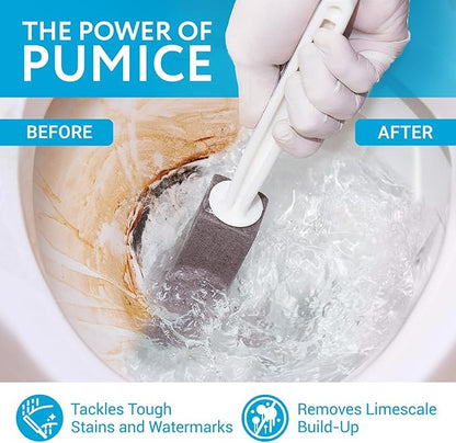 IMPRESA Pumice Stone Toilet Cleaner with Handle - 2 Count, White Hard Water Stain Remover & Toilet Bowl Cleaner - Versatile Pool Tile & Grout Cleaning Tool