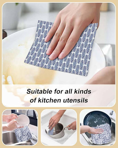 4 Pack Abstract Gradient Kitchen Dish Cloths, Leaves Texture Dishcloths for Kitchen, Reusable Paper Towels, Super Absorbent Quick Drying Washcloths Cleaning Wipes, 6x5 inch