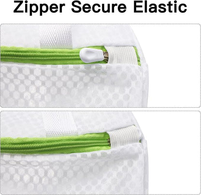 5 PACK Hanging Mesh Laundry Bags with S Metal Hooks,10x12 Inch Hanging Socks Laundry Bags, Washing Machine, for Ball Storage, Travel, Toys, Sports Factories, Dorms