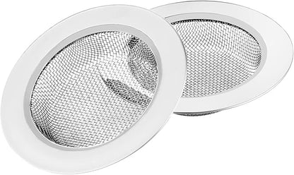 CORNERJOY 2PCS Kitchen Sink Strainer-Stainless Steel Mesh Drain Strainer,Large Wide Rim 4.5" Diameter