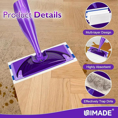 UNIMADE 64 Count Mop Pad Refill Compatible with Swiffer WetJet, Disposable Multi-Layers Mopping Pads for All Hard Surface, Especially Hardwood Floor, Super Absorbent Spray Mopping Pad Refills