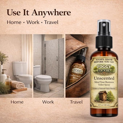 Unscented Pre-Poop Toilet Spray – Stops Odor Before It Starts, Bathroom Odor Eliminator for Toilet, 4 oz (200+ Uses) Travel, Home & Work