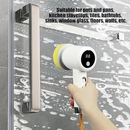 Electric Scrubber | 3-Level Electric Adjustable Household Tool with 5 Brush Heads | Shower Scrub Brush | for Bathtub Tile Grout Floor Toilet Kitchen Wall Home Household Apartment Car Baseboard Washing