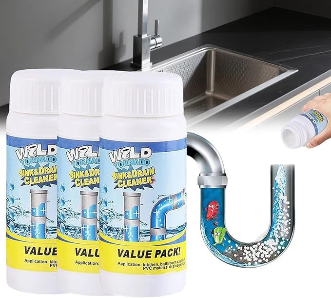 Sink and Drain Cleaner, Garbage Disposal Cleaner, 2025 Upgrade Sink Drain Cleaner, Powerful Pipe Dredging Agent for Kitchen Toilet (3PCS)