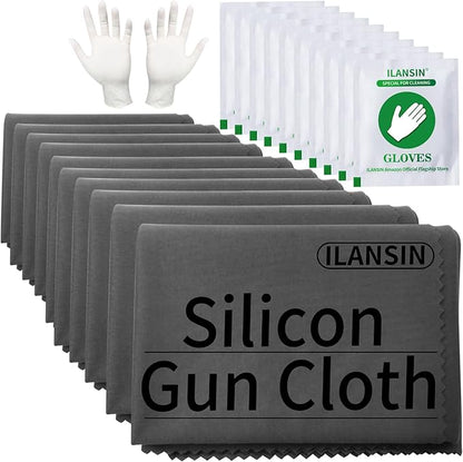Silicon Gun Cloth 10Pack 12'' ×12'' Gun Cleaning Cloths Lint Free - Gun Cleaning Wipes with Silicon Gray Gun Cleaning Rags for Gun Cleaning/Polishing Silicon Rags