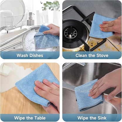 12PCS Upgrade Wire Dishwashing Rag, Non-Scratch, Wet and Dry, Double Layer, Multipurpose Wire Dishwashing Rags for Kitchen, Sinks, Cookware, Stove, Easy Rinsing, Reusable
