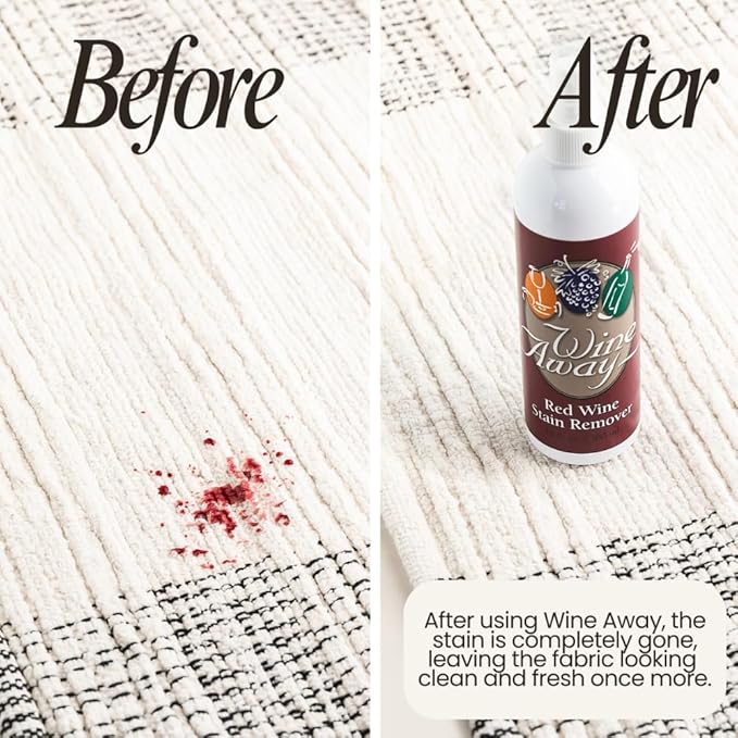 Wine Away Red Wine Stain Remover Spray - Natural Carpet and Upholstery Spot Cleaner - Effectively Removes Blood, Clothes, Coffee, & Pet Stains - Best on Both Fresh & Dried Stains - 12 Oz - Pack of 3