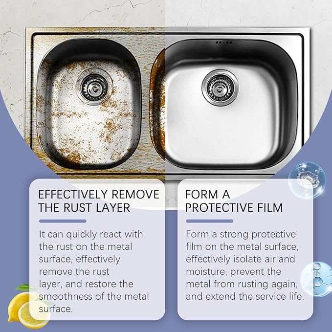 Rust Remover Spray for Metal – Heavy-Duty Rust Remover Metal Cleaner for Steel, Iron & Stainless Steel, Multipurpose Rust Dissolver with Protective Coating (1pack with sponge)