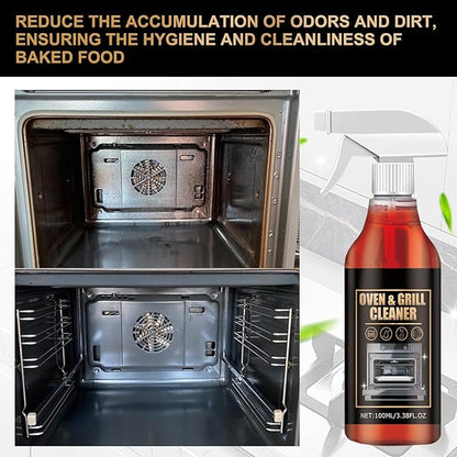 Powerful Oven & Grill Cleaner Spray,Household Outdoor Oven And Grill Cleaner Heavy Duty,Grease/Carbon/Odor Remover,No Harsh Scrubbing,Multi-Surface Safe (2)