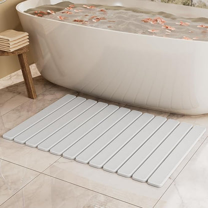 Large Stone Bath Mat 31.5 x 19.7in, Quick Dry Diatomaceous Earth Mats for Bathroom, Super Absorbent Foldable Bath Stone Mat, Non Slip, Dish Drying Mat for Kitchen Counter
