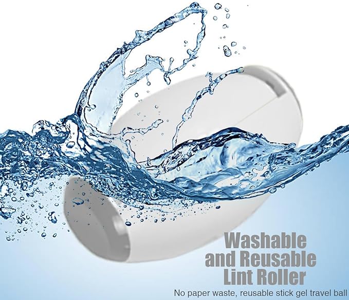 Reusable Lint Roller Ball, Mini Travel Size Lint Roller for Clothes, On The Go Small Portable Lint Ball Remover for Clothes and Pet Hair, Extra Sticky & Washable Gel (White)