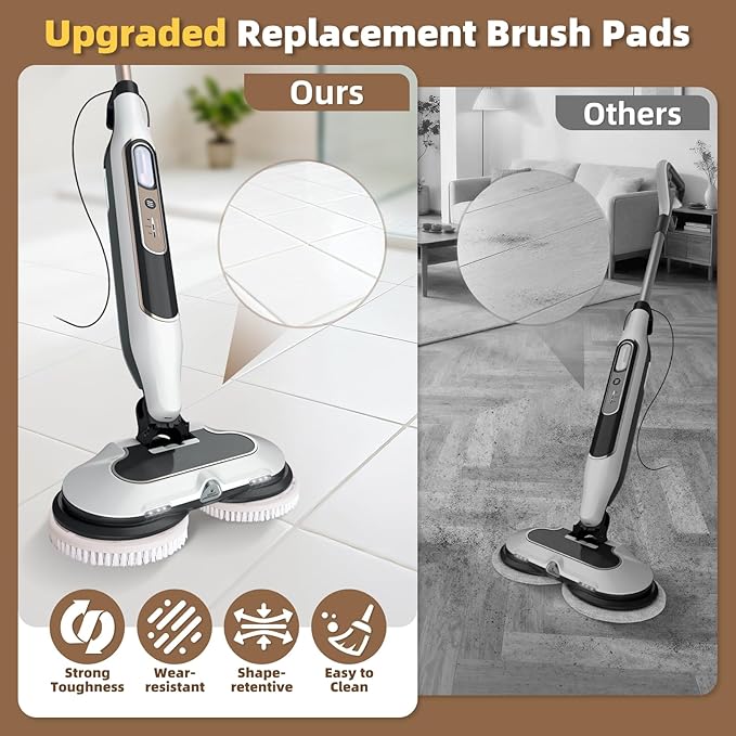 2 Pack Upgraded Steam Mop Replacement Brush Heads Compatible with Shark Steam and Scrub Mop S8201 S8001 S8002 S7201 S7001 Series, Short Bristle Cleaning and Polishing Brush for Deep Clean Hard Floors