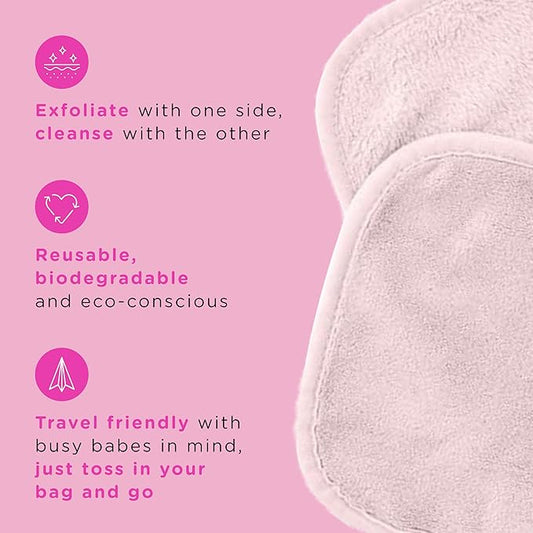ERASE YOUR FACE Reusable Makeup Remover Cloths - Microfiber Face Towels to Cleanse & Remove Makeup - Water Activated for Sensitive Skin - Eco-Friendly - Pastel (2 Count)