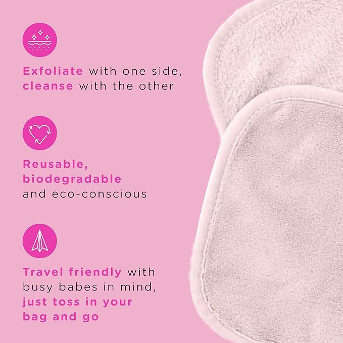 ERASE YOUR FACE Makeup Remover Cloths - Reusable Microfiber Face Towels to Cleanse & Remove Makeup - Water Activated, Dual-Sided Design for Easy Use, Great Bachelorette & Bridesmaid Gift (4 Count)