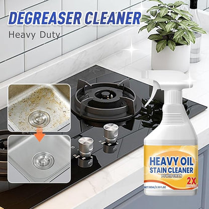 Kitchen Heavy Oil Cleaner Spray,3.38 Oz All Purpose Kitchens Heavy Oil Cleaning Agent, Grease Remover,Kitchen Degreasing Cleaning Spray for Stove,Oven,Dishwasher,Appliances (1PC With 2 Sponge)