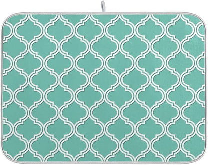 Super Absorbent Dish Drying Mat, Microfiber Fast-Drying Dish Mat, 24" x 18", Kitchen Dish Drying Pad, Seamless Moroccan Pattern