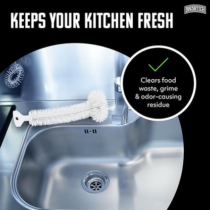 Brushtech Kitchen Sink Disposal Brush - Ergonomic T-Handle Cleaner with Rounded Bristles Designed to Remove Odor-Causing Debris from Sink Drains & Garbage Disposals - Made in USA
