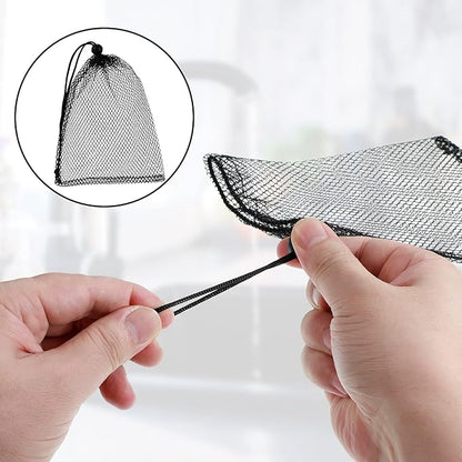 TecUnite 10 Pcs Mesh Bags Drawstring Laundry Bags Large Nylon Mesh Gift Dishwasher Bag with Sliding Drawstring for Kitchen Jewelry Gifts Wedding Favor Home(5.5 x 7.5 Inch,Black)