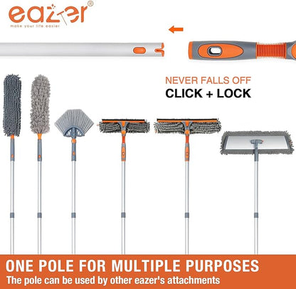 Eazer Squeegee Window Cleaner Tool, 2 in 1 Rotatable Window Cleaning Squeegee Kit with Extension Pole, 62'' Window Washing Kit, Bendable Head for Car Glass - 2 Scraper