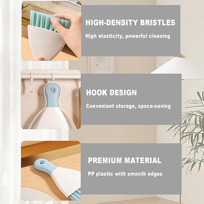 Mini Broom with Dustpan Combo Set Small Dust pan and Brush Set Quick Cleanup Tools for Kitchen Table Keyboards Pets Nest Sofa (Grey)