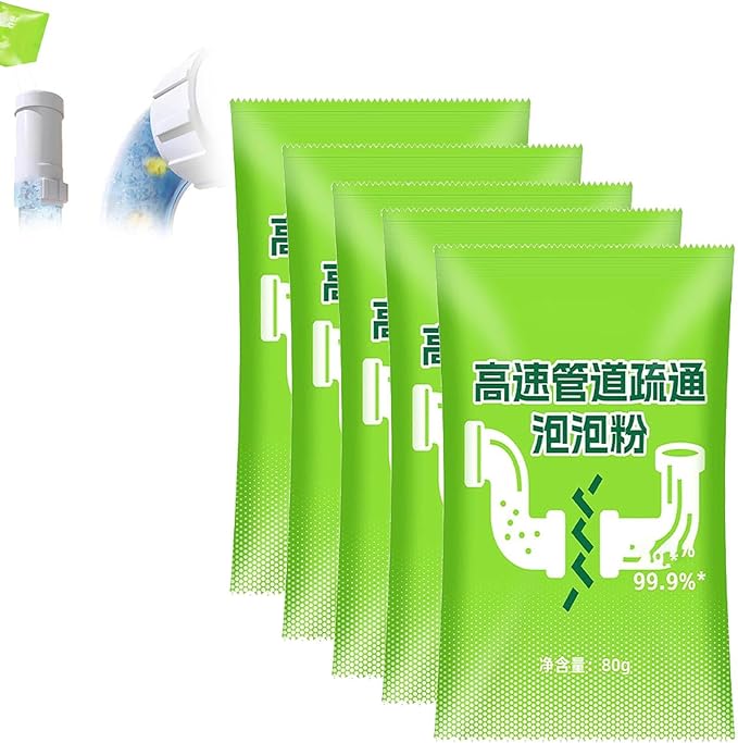 Powerful Pipe Dredging Agent, Powerful Pipeline Dredging Powder, Sink And Drain Cleaner Powder, Drain Clog Remover Agent, Multi-Functional Pipe Unclogging For Kitchen Toilet Bathroom (5PC)