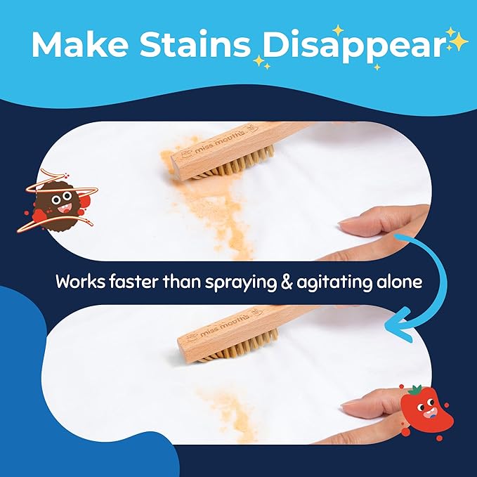 Miss Mouth’s Messy Eater Laundry Brush – Gentle Fabric Scrub Brush for Spot Cleaning, Pre-Treating Stains & Delicates