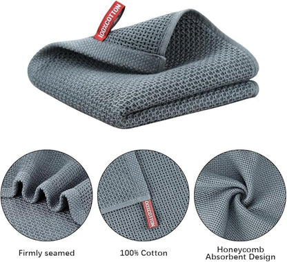 Nialnant 6 Pack Kitchen Towels,Large 100% Cotton Kitchen Hand Towels,Dish Towels for Drying Dishes 13x28 Inches,Dark Gray