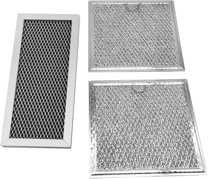 Microwave Oven Charcoal & Grease Filter Kit Compatible with Samsung ME19R7041FS, ME19R7041FS/AA, ME19R7041FT, ME19R7041FT/AA, ME19R7041FB, ME19R7041FB/AA, 3 Pcs