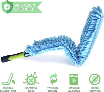 EVERSPROUT Flexible Microfiber Ceiling & Fan Duster (Pole Sold Separately) | Extra-Long 25'' Duster | Removable & Washable Sleeve | Bends to Clean Any Fan Blade | Twists onto Standard Threaded Poles