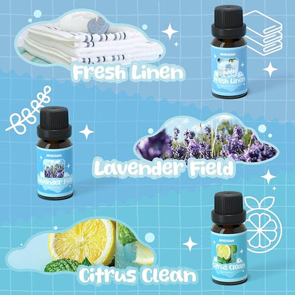 ARVIDSSON Laundry Collection Essential Oil Set, Natural Clean Essential Oils for Diffuser, Use with Wool Dryer Balls - Fresh Linen, Citrus Clean, Laundry Day, Chamomile Bliss, Lavender Field, Minty