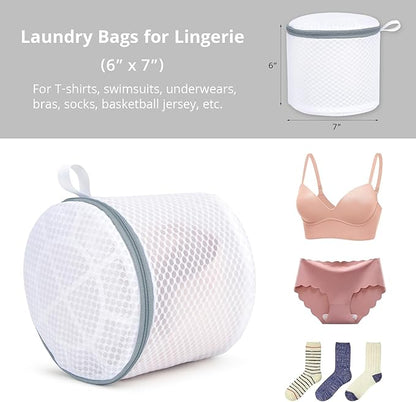 3 Pack Mesh Laundry Bags for Delicates, Mesh Bra Bags with Hanging Loop, 6 x 7 Inches Lingerie Bags for Laundry