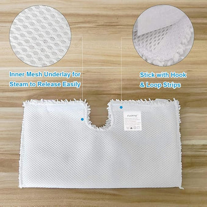Fushing 3Pcs Steam Mop Pads, Washable Microfiber Cleaning Steamer Replacement Pads for Shark Steam Mop S3501 S3601 S2902 S3901 S3550 S3601D S3801 S3801CO SE450 S2901