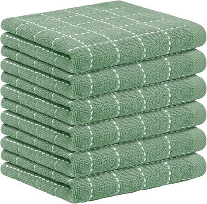 Nialnant 6 Pack Dish Cloths for Washing Dishes, 100% Cotton Reusable Cleaning Rag,Ultra Soft Absorbent, Quick Drying Dish Towels for Kitchen,12x12 Inches Green