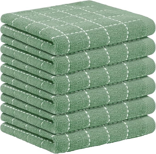 Nialnant 6 Pack Dish Cloths for Washing Dishes, 100% Cotton Reusable Cleaning Rag,Ultra Soft Absorbent, Quick Drying Dish Towels for Kitchen,12x12 Inches Green