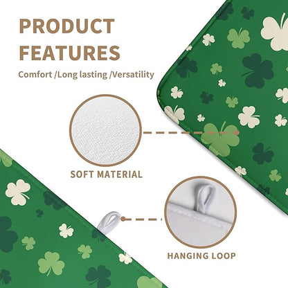 Green Shamrock St. Patrick's Day Dish Drying Mat for Kitchen Counter Lucky Clover large Dish Drying Pad Absorbent Reversible Microfiber Draining Pad Washable Drying Mats 18x24 Inch
