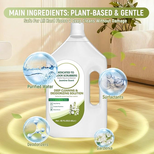 Floor Cleaning Solution Compatible with Tineco – 82 FL OZ Jasmine Floor Cleaner – Soft, Long-lasting Fragrance, – For All Cordless Wet/Dry Vacuum Mop Cleaner & Robot Vacuums with Mopping