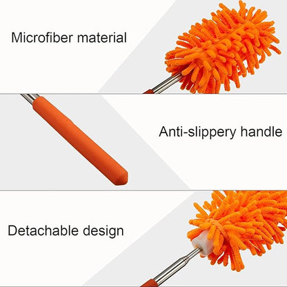 11'' to 31'' Extendable Telescoping Microfiber Duster Bendable Brush Washable Dusting Brush for Office Home Car