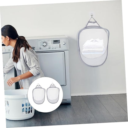 Unomor 2pcs Wall Mounted Folding Laundry Baskets Breathable Storage Organizer for Clothes and Toys Space-saving Sundries Basket for Home Use