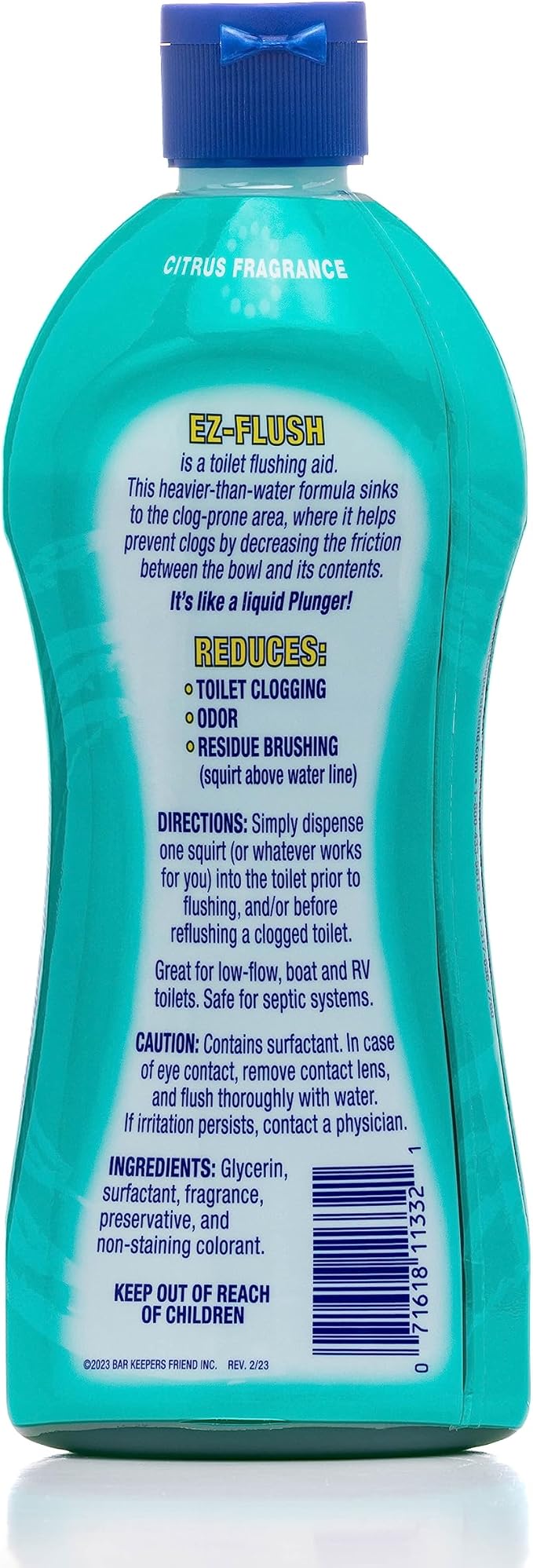 Bar Keepers Friend EZ-Flush Liquid Toilet Flushing Aid (2 x 12 Oz) Helps Prevent Clogging, Odor, Residue in Regular, Low-Flow, Boat & RV Toilets