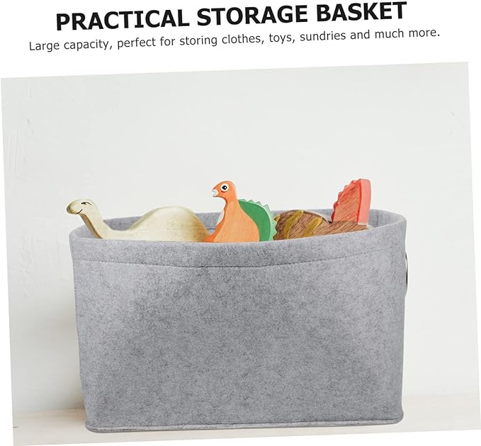 Felt Storage Basket Foldable Laundry Hamper Handles Multi-Purpose Organizer for Boys and Girls Toys Bathroom Clothes and Home Storage