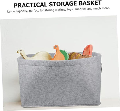 Felt Storage Basket Foldable Laundry Hamper Handles Multi-Purpose Organizer for Boys and Girls Toys Bathroom Clothes and Home Storage