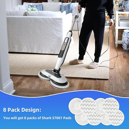 VIEWALL Steam Mop Pads Replacement for Shark S8000 S8001 S8002 S8200 S820 S8201 S7001 S7201 S7000 S7005 S7020 S7001 S7020 7001 S7201 7003 Steam Scrub, Dirt Grip Soft Washable Scrub Pads 8 Pack