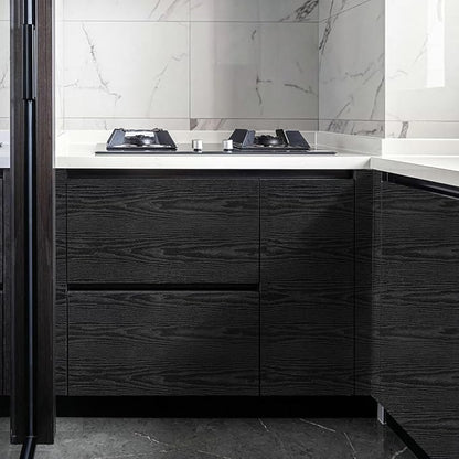 Peel and Stick Wallpaper Black Wood Wall Paper - 17.5 x 787.4 Inch Self Adhesive Wallpaper Peel and Stick, Easy to Paste Wall Contact Paper for Stand Liner, Table and Door Makeover Decor