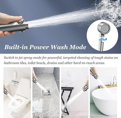 FEELSO Filtered Shower Head with Handheld, High Pressure 4 Spray Showerhead with Filters & Upgraded Anti-clog Nozzles for Hard Water -Remove Chlorine, Reduce Dry Itchy Skin -ON/OFF Switch for Pet Bath