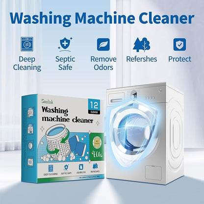 Soulink Washing Machine Cleaner with Odor Blasters, 12 Count - Deep Cleaning Tablets For HE Front Loader & Top Load Washer