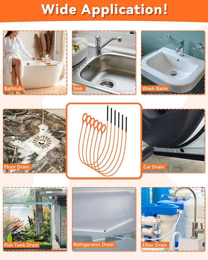 35 Inch Anti-break Metal Drain Snake, Hair Clog Remover, Drain Cleaner Tool with Nylon Coating Sink Snake, Clog Remover for Shower, Bathroom Sink Tub (6 Pack)
