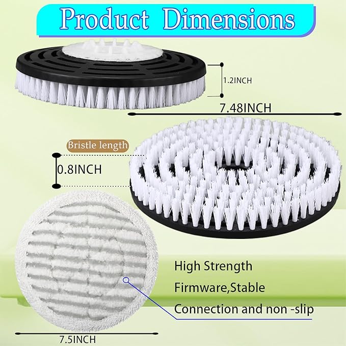 Steam Mop Replacement Pads for Shark S8201 S8002BRN S7001 S7201 S7000AMZ S7000 S7005 S7020 S7001C Steam Mop Brush, Steam & Scrub All-in-One Scrubbing and Sanitizing, Dirt Grip Scrub Washable Pad/Brush